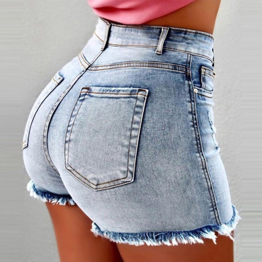 Shorts Denim Frayed - Shorts de mezclilla rasgados de cintura