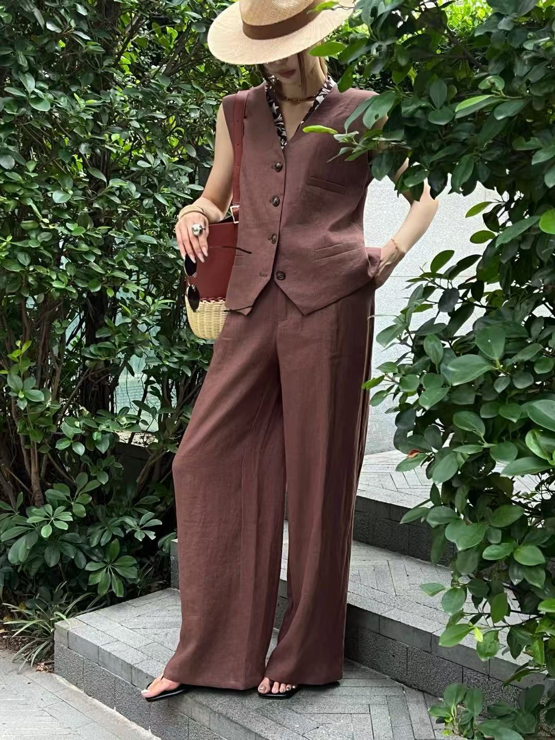 Conjunto elegante de dos pieza - Linen Pant Wide reseña y precio