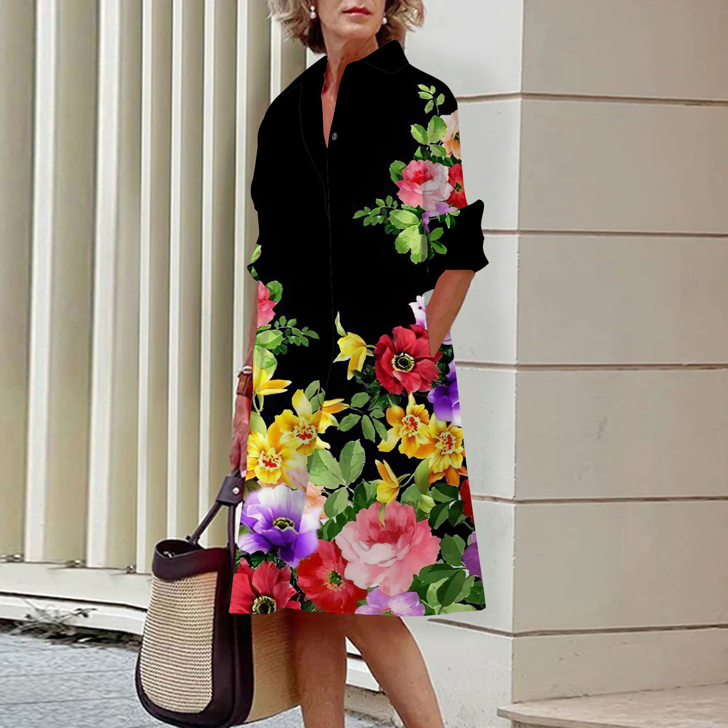 Vestido camisero con estampado - Midi Skirt Floral reseña y precio