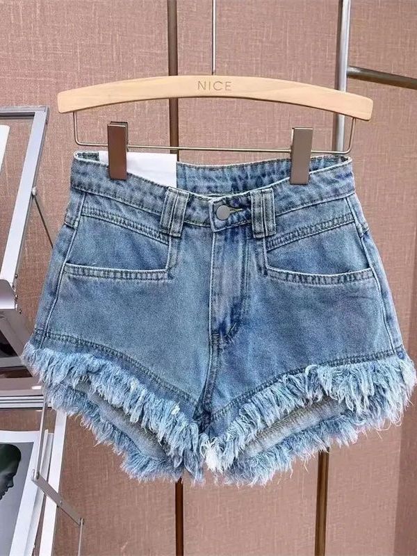Shorts de Mezclilla con Doblad - Shorts Denim Frayed reseña y precio