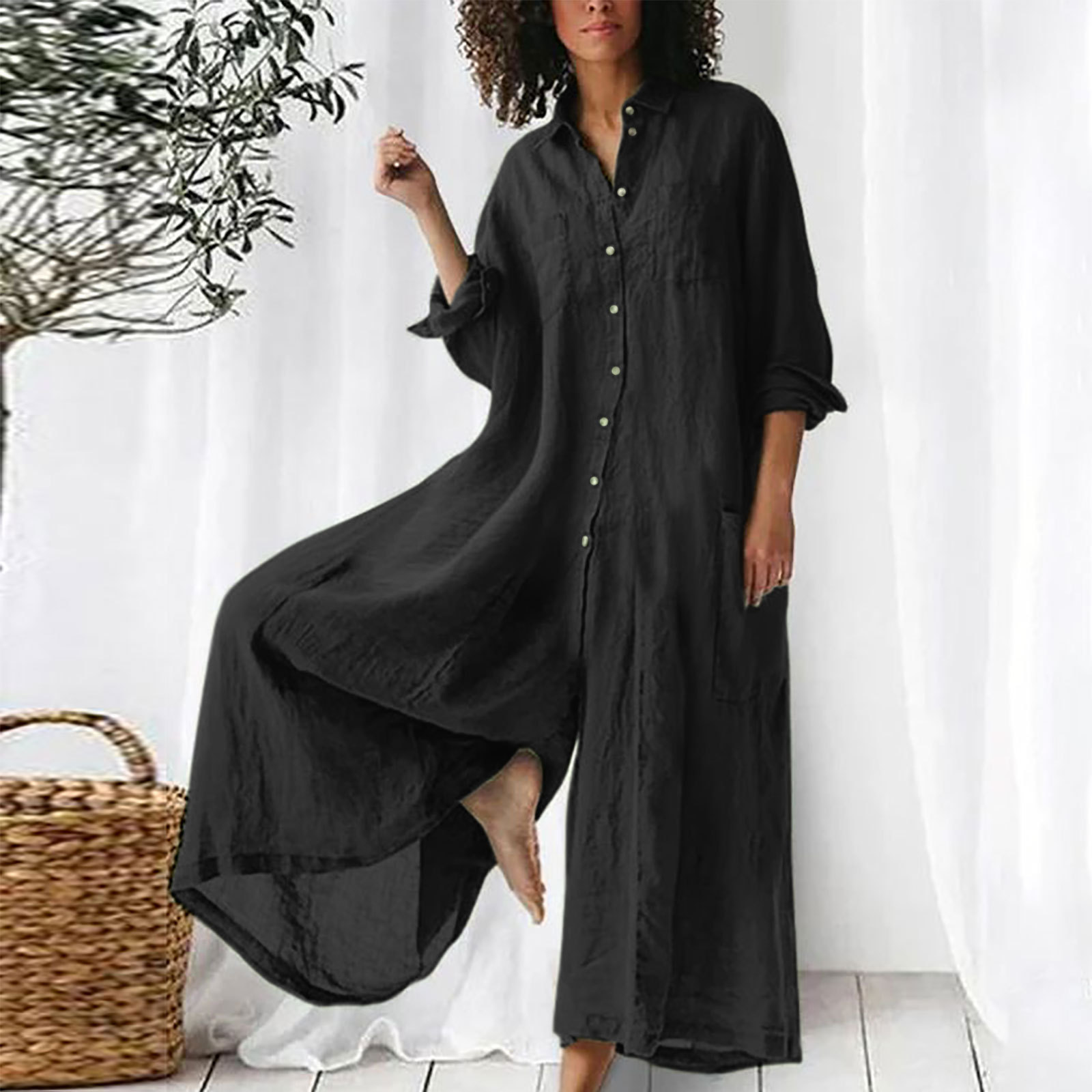 Mono para mujer de manga larga - Jumpsuit Linen Relaxed reseña y precio
