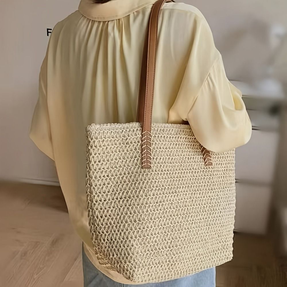 Bolso Tote de Rafia Tejida de  - Tote Bag Beach reseña y precio